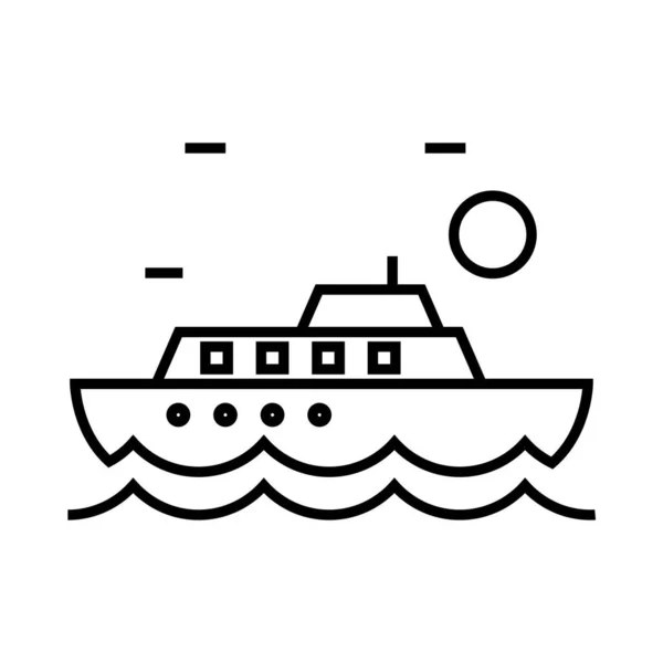 Tourist ship line icon, concept sign, outline vector illustration, linear symbol. — 图库矢量图片