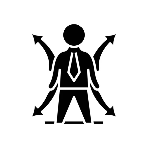 Multitasking business black icon, concept illustration, vector flat symbol, glyph sign. — Stockový vektor