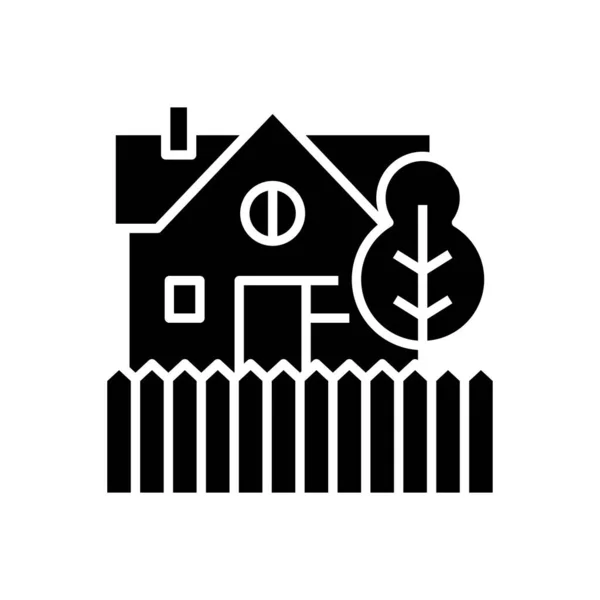 Черный иконка частного дома, концепт-иллюстрация, векторный плоский символ, знак знака . — стоковый вектор