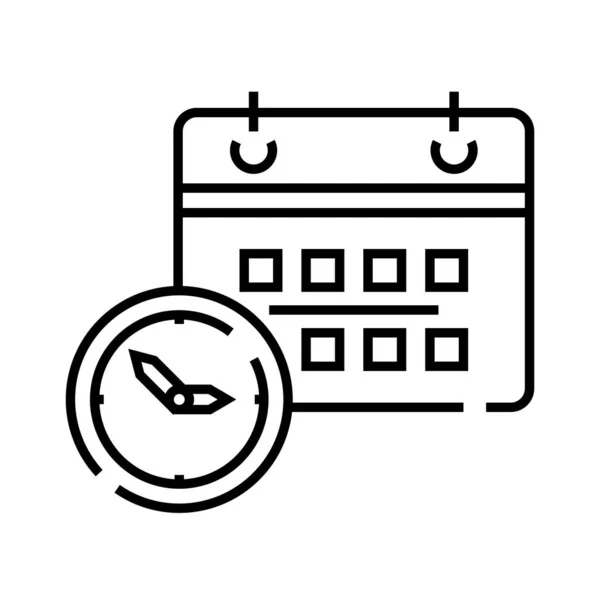 Ícone da linha do cronograma de trabalho, sinal do conceito, ilustração do vetor do esboço, símbolo linear . —  Vetores de Stock