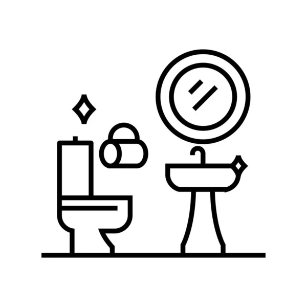 Icône de ligne de nettoyage de toilettes, signe conceptuel, illustration vectorielle de contour, symbole linéaire . — Image vectorielle