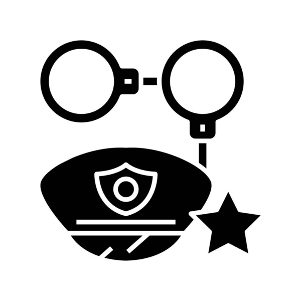 Policía símbolos icono negro, concepto de ilustración, vector de símbolo plano, signo de glifo . — Vector de stock