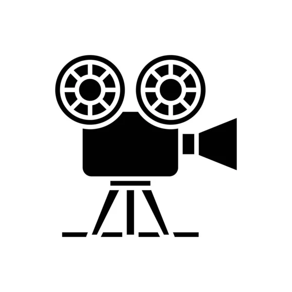 Old cinema black icon, concept illustration, vector flat symbol, glyph sign. — 스톡 벡터