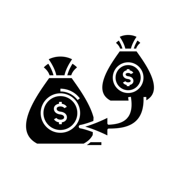 Money transfer black icon, concept illustration, vector flat symbol, glyph sign. — Stock Vector
