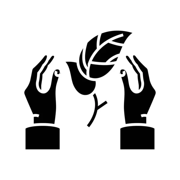 Nature support black icon, concept illustration, vector flat symbol, glyph sign. — Stockvector