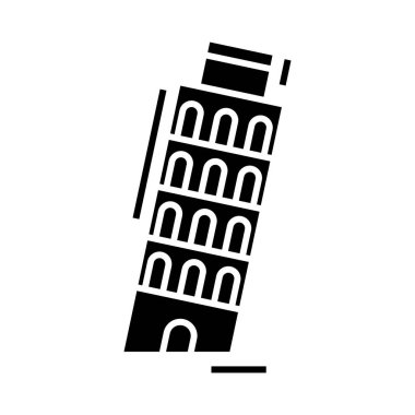 Pisa tower black icon, concept illustration, vector flat symbol, glyph sign.