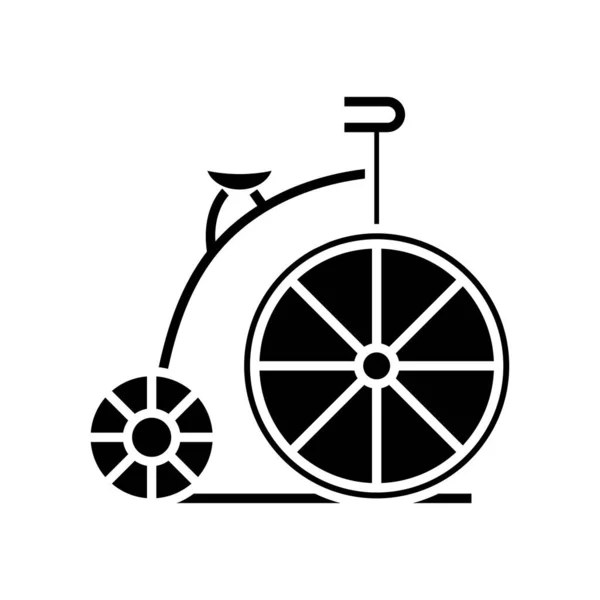 Monocycle bike black icon, concept illustration, vector flat symbol, glyph sign. — Stok Vektör