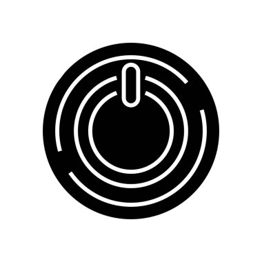 Power button black icon, concept illustration, vector flat symbol, glyph sign.