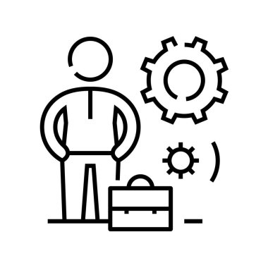 Working person line icon, concept sign, outline vector illustration, linear symbol.