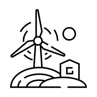 Wind energy line icon, concept sign, outline vector illustration, linear symbol.