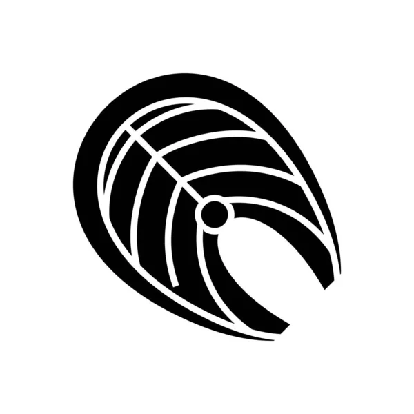 Piece of fish black icon, concept illustration, vector flat symbol, glyph sign. — Stock Vector