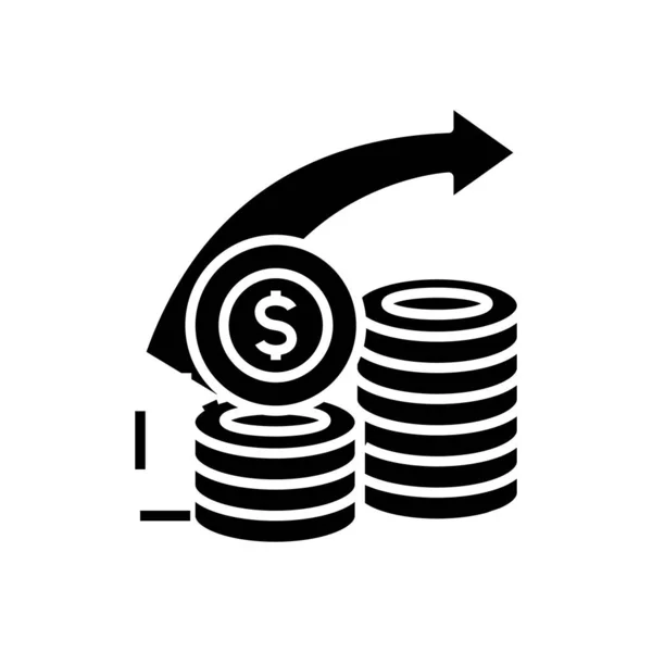 Money transfer black icon, concept illustration, vector flat symbol, glyph sign. — Διανυσματικό Αρχείο