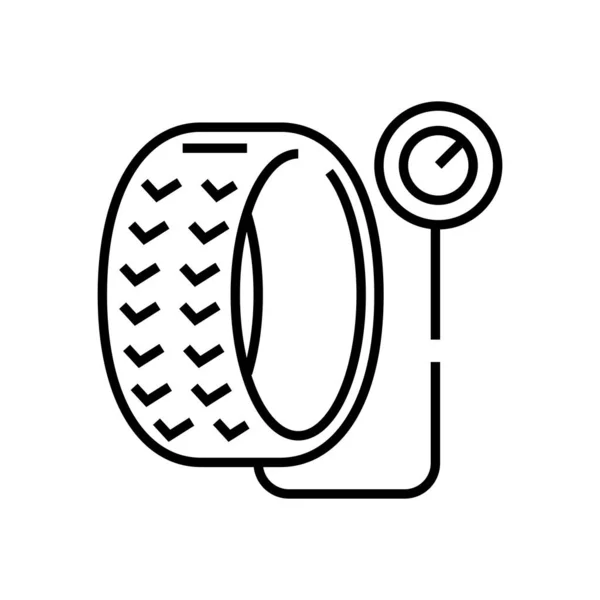 Icono de línea de inflado de neumáticos, signo de concepto, ilustración de vectores de contorno, símbolo lineal . — Archivo Imágenes Vectoriales
