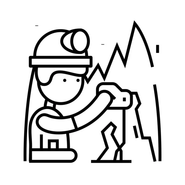 Underground worker line icon, concept sign, outline vector illustration, linear symbol. — ストックベクタ