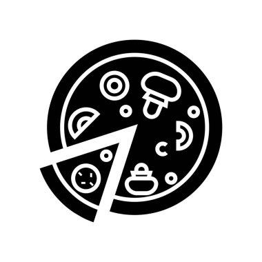 Pizza black icon, concept illustration, vector flat symbol, glyph sign.