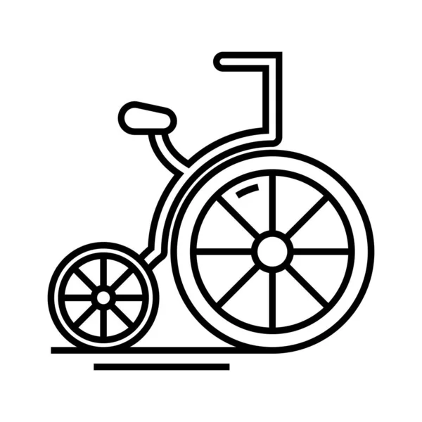 Ícone de linha de bicicleta de duas rodas, sinal de conceito, ilustração vetorial de contorno, símbolo linear . —  Vetores de Stock