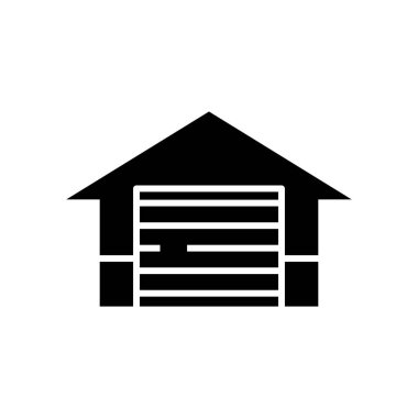 Storage house black icon, concept illustration, vector flat symbol, glyph sign.