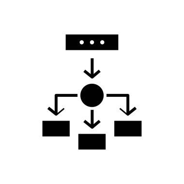 Tasks devision black icon, concept illustration, vector flat symbol, glyph sign.