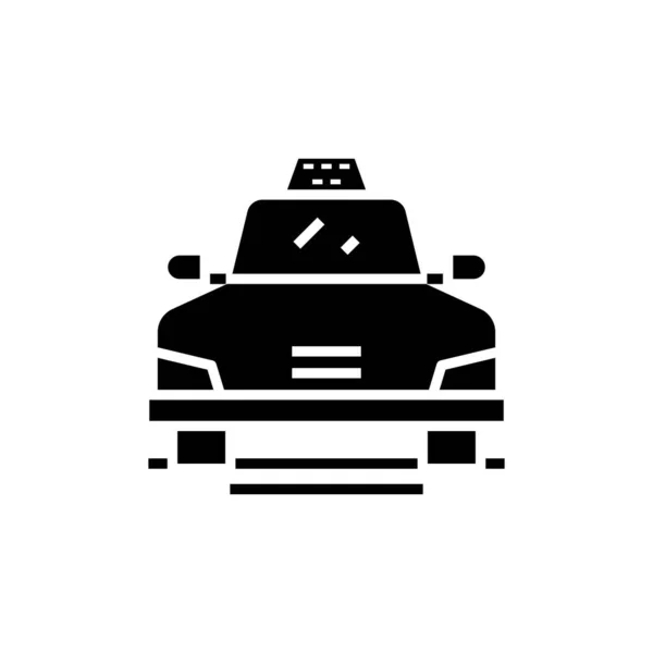 Taxi bil svart ikon, begrepp illustration, vektor platt symbol, glyf tecken. — Stock vektor