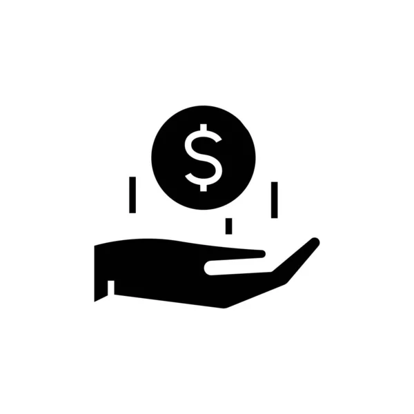 Salaires icône noire, illustration de concept, symbole plat vectoriel, signe de glyphe . — Image vectorielle
