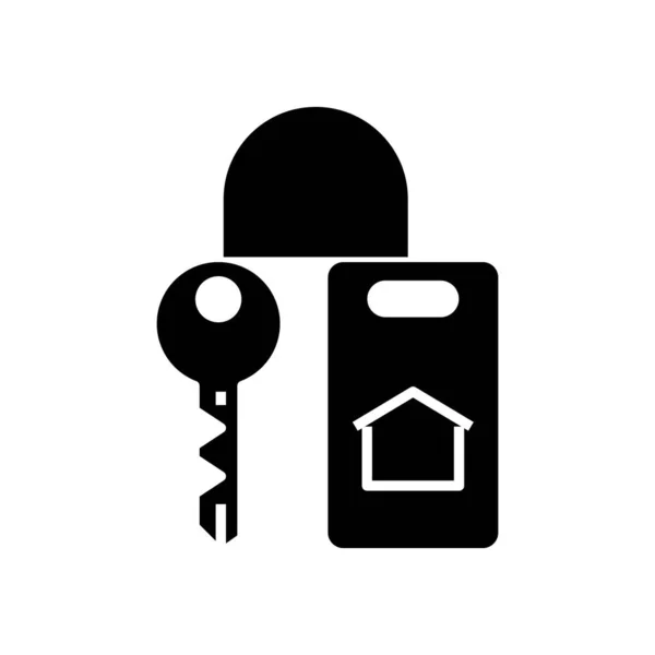 Room key black icon, concept illustration, vector flat symbol, glyph sign. — Stock vektor