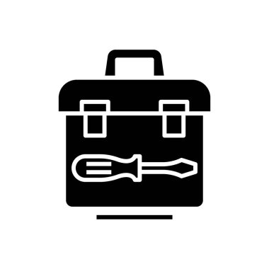 Repair case black icon, concept illustration, vector flat symbol, glyph sign.