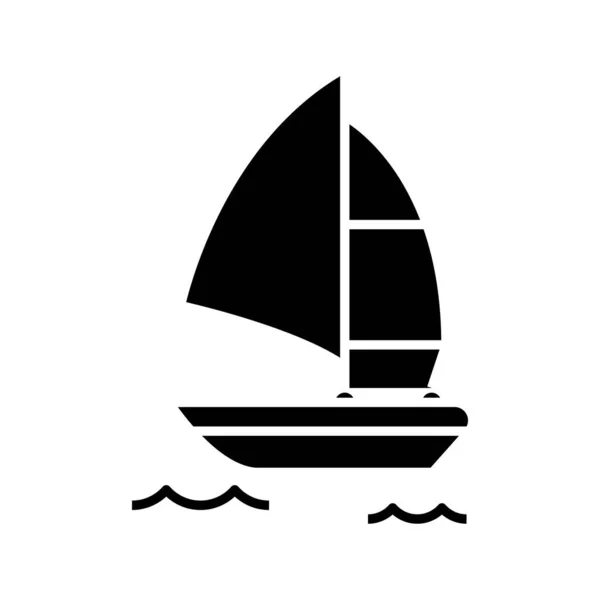 Barco de surf icono negro, concepto de ilustración, vector de símbolo plano, signo de glifo . — Archivo Imágenes Vectoriales