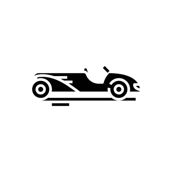 Черный значок гоночного автомобиля, концептуальная иллюстрация, векторный плоский символ, знак знака . — стоковый вектор