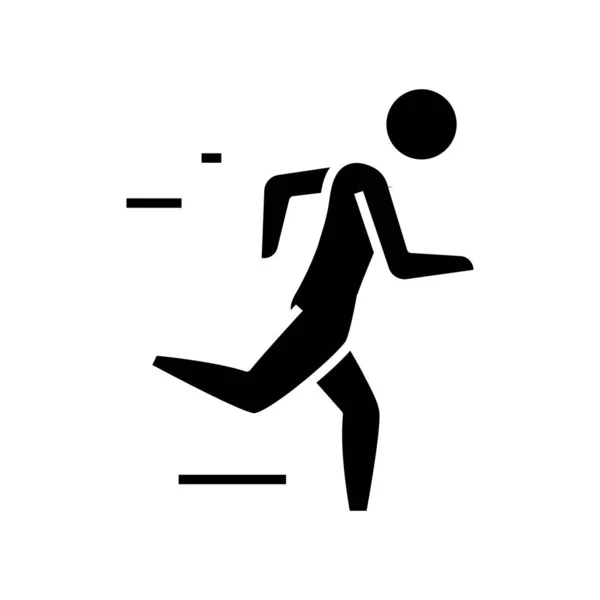 Running man black icon, concept illustration, vector flat symbol, glyph sign. — Διανυσματικό Αρχείο