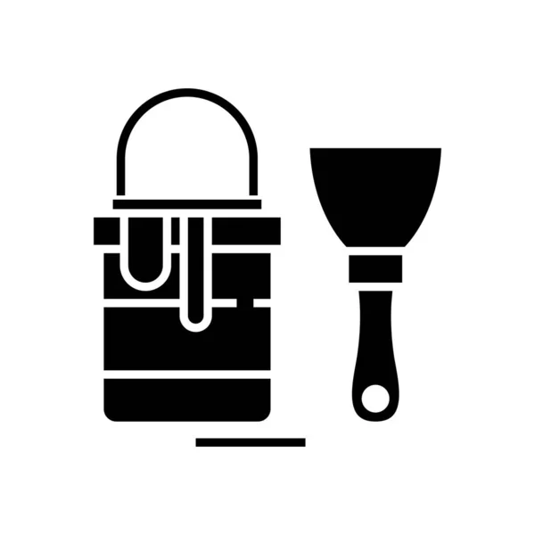 Brosses de réparation icône noire, illustration de concept, symbole plat vectoriel, signe de glyphe . — Image vectorielle