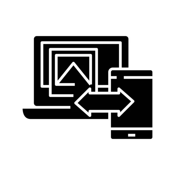 Sync media black icon, concept illustration, vector flat symbol, glyph sign. — ストックベクタ