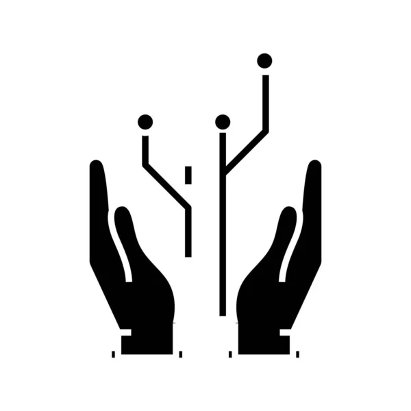 Supporting innovations black icon, concept illustration, vector flat symbol, glyph sign. — ストックベクタ