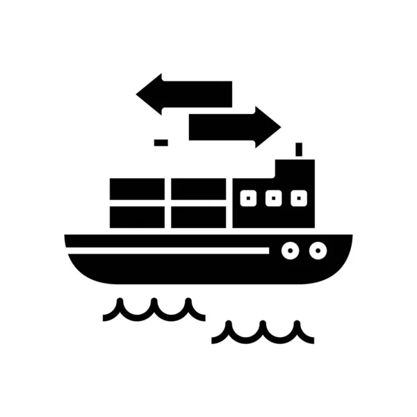 Tanker transportation black icon, concept illustration, vector flat symbol, glyph sign. — 图库矢量图片