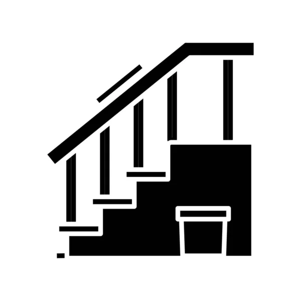 Room stairs black icon, concept illustration, vector flat symbol, glyph sign. — Stok Vektör
