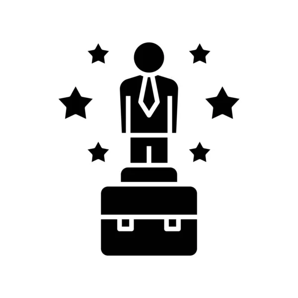 Star manager black icon, concept illustration, vector flat symbol, glyph sign. — Stok Vektör