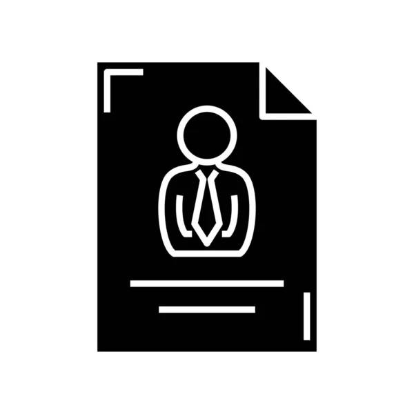 Resume black icon, concept illustration, vector flat symbol, glyph sign. — Wektor stockowy