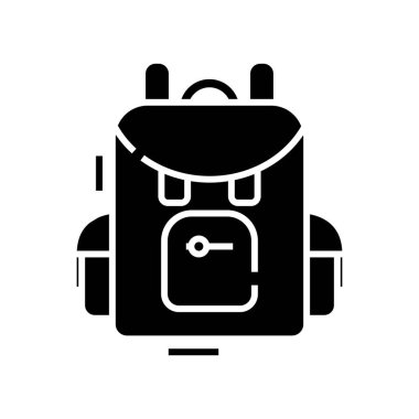 School bag black icon, concept illustration, vector flat symbol, glyph sign.