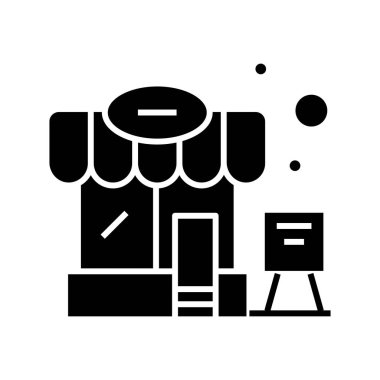 Roadside cafe black icon, concept illustration, vector flat symbol, glyph sign.