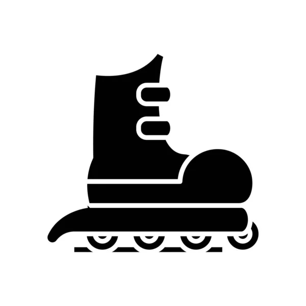 Patinaje sobre ruedas icono negro, concepto de ilustración, vector símbolo plano, signo de glifo . — Vector de stock