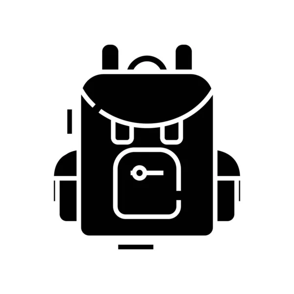 School bag black icon, concept illustration, vector flat symbol, glyph sign. — Stock Vector