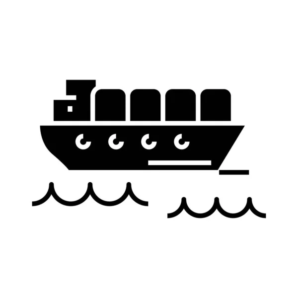 Tanker delivery black icon, concept illustration, vector flat symbol, glyph sign. — 图库矢量图片
