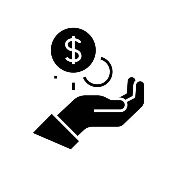 Ícone preto do salário, ilustração do conceito, símbolo liso do vetor, sinal do glifo . —  Vetores de Stock