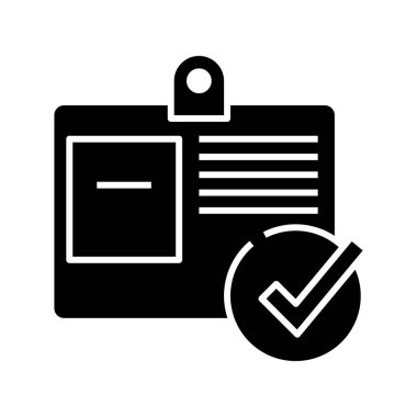 Registered worker black icon, concept illustration, vector flat symbol, glyph sign.