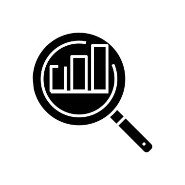 Araştırma siyah simgesi, konsept illüstrasyon, vektör düz sembol, kabartma işareti.