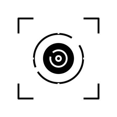 Target black icon, concept illustration, vector flat symbol, glyph sign.