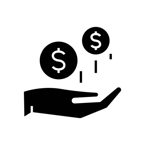 Saving money black icon, concept illustration, vector flat symbol, glyph sign. — Διανυσματικό Αρχείο