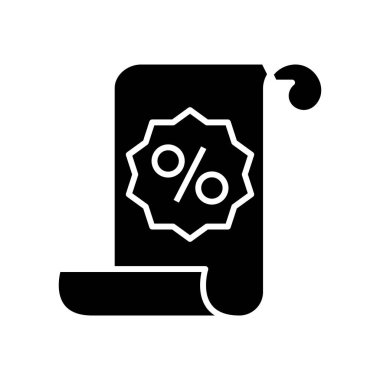 Sales scroll black icon, concept illustration, vector flat symbol, glyph sign.