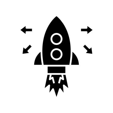 Rocket launch black icon, concept illustration, vector flat symbol, glyph sign.