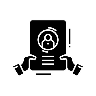 Resume black icon, concept illustration, vector flat symbol, glyph sign.