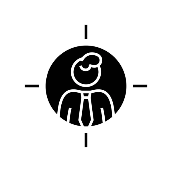 Objetivos icono negro, concepto de ilustración, vector de símbolo plano, signo de glifo . — Vector de stock